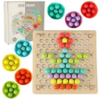 Ikonka Puzzle éducatif en mosaïque de boules de perles montessori 77el.