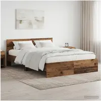 vidaXL Cadre de lit avec tête de lit en vieux bois 140 x 200 cm