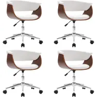 vidaXL Chaise de salle à manger 4 pcs. Pivotant Blanc Similicuir