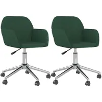 vidaXL Chaise de salle à manger 2 pcs. Pivotant Tissu vert foncé