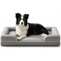 Belviona Lit pour chien en mousse à mémoire de forme orthopédique, soulageant les articulations & hydrofuge avec housse amovible, 106x80x17 cm