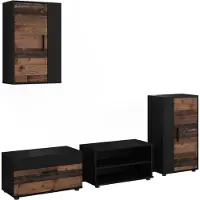 Vicco Meuble-paroi Berno Noir/Oldstyle Lot de 4 pièces, Model 59231