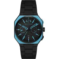 Armani Exchange Montre à affichage analogique 'BASS' azur / noir