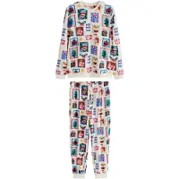 Next Pyjama long 'Family Christmas' écru / bleu clair / marron