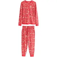 Next Pyjama long 'Christmas' beige / rouge