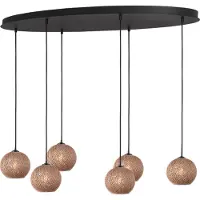 Masterlight Lampe suspendue à 6 lampes Corda rotin ovale Ø 20cm