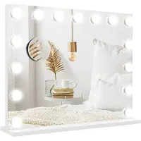 HOMCOM Miroir Hollywood avec éclairage à intensité variable, miroir de maquillage équipé de 15 LED