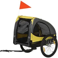 PawHut Remorque pour chiens , remorque pliable pour vélo, remorque pour chiens, jaune