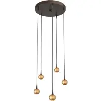 Masterlight Lampe suspendue à 5 lumières Talana Brun cacao avec or Ø 35cm DTW