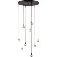 Masterlight Lampe suspendue à 9 lampes Talana noir avec nickel Ø 50cm DTW