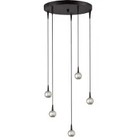 Masterlight Lampe suspendue à 5 lumières Talana noir avec nickel Ø 35cm DTW