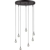 Masterlight Lampe suspendue à 7 lampes Talana noir avec nickel Ø 50cm DTW