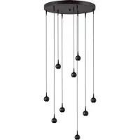 Masterlight Lampe suspendue à 9 lampes Talana noir Ø 50cm DTW