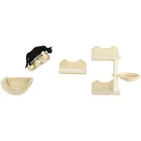 PawHut : mur d'escalade pour chat, 4 pièces, avec escalier, hamac et plate-forme de saut