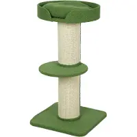 PawHut Arbre à chat petit modèle 91 cm avec lit pour chat et plate-forme en Laine verte