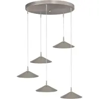 Masterlight Lampe suspendue à 5 lumières Ceppo nickel Ø rond 22cm