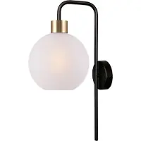 Masterlight Lampe murale Lazise noir avec verre blanc doré