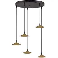 Masterlight Lampe suspendue à 5 lumières Ceppo noir avec or Ø rond 18cm