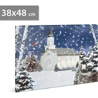 HomeShopXL Panneau lumineux LED mural - paysage hivernal - 2 piles AA, 48 x 38 cm