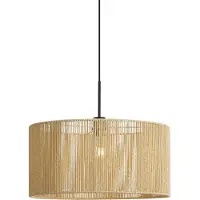 QAZQA Hanglamp zwart met beige papieren touw kap 50/50/25 - Combi 1