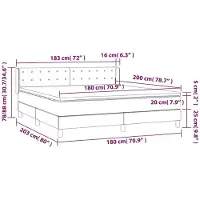 vidaXL Lit boxspring avec matelas gris foncé 180x200 cm Tissu