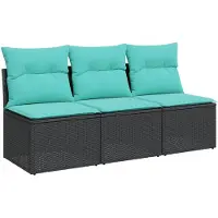 vidaXL | Canapé de jardin | avec coussins, couleur noire, 165 x 62 x 69 cm, en résine tressée