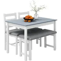 HOMCOM Ensemble de salle à manger avec table et chaises rembourrées, banc – Ensemble de salle à manger 4 pièces