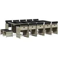 vidaXL Ensemble de jardin 15 pièces avec coussins gris clair Poly rotin