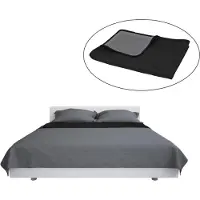 vidaXL BETSPREAD DOPLET -SANDET 220X240 CM Quilt Grau und Schwarz