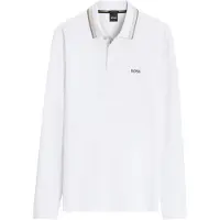 BOSS Plisy 10266738 Green Long Sleeve Polo Blanc S Homme