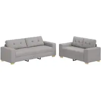 vidaXL Canapé 2 pcs Gris lin mélangé