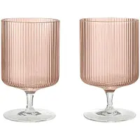 Ferm Living Ripple Verres à vin - Lot de 2 Blush
