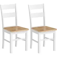 HOMCOM Lot de 2 chaises de salle à manger, chaises de cuisine avec dossier, sans accoudoirs, en chêne