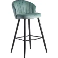 Wohnling Chaise de bar velours vert clair tabouret avec dossier 56x102,5x52,5 cm |