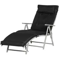 Outsunny Chaise de plage transat 7 positions pliable en métal noir