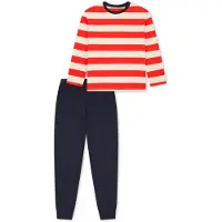 Schiesser Pyjama ' Nightwear ' bleu foncé / orange / blanc