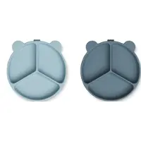 Liewood Pièce divisée Bols - 2 Pack - Stacy - Sea Blue/Whale Blu - - UneTaille - Bol