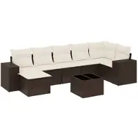 vidaXL Ensemble de jardin canapé 8 pièces avec coussins Marron Poly rotin