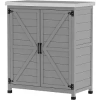 Outsunny Armoire de jardin en bois, résistante aux intempéries, avec plan de travail