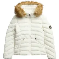 Superdry pour femme. W5012000A Veste matelassée en fausse fourrure Fuji blanc (M), Casuel, Polister recyclé, Durable