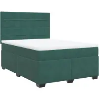 vidaXL Lit boxspring avec matelas vert foncé 140x190 cm velours
