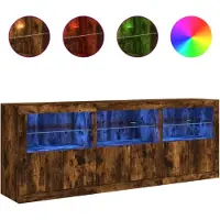 vidaXL Sideboard avec lampes LED chêne fumé 181,5x37x67 cm