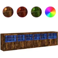 vidaXL Sideboard avec lampes LED chêne fumé 283x37x67 cm