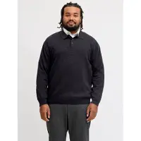 Jack & Jones Basic Plus Size Long Sleeve Polo Noir 5XL Homme