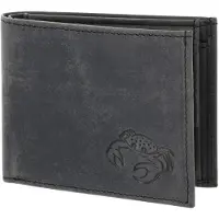 OXMOX Cuir porte-monnaie Leather RFID Protect Pocketbörse Crab 2.0 Embossed Vintage Black noir