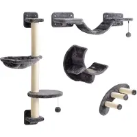 PawHut - Mur d'escalade pour chats, ensemble de 4 éléments avec hamac