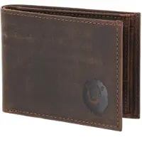 OXMOX Cuir porte-monnaie Leather RFID Protect Pocketbörse Freedom Lion Embossed Vintage Dark Brown marron foncé
