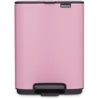 Brabantia Bo, 4 litres, rectangulaire, acier, rose, avec pédale, fabriqué en Belgique