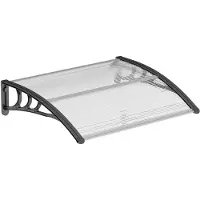 Outsunny Auvent de porte d'entrée - Transparent - Noir - L100 x L80 x H23 cm