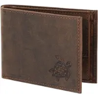 OXMOX Cuir porte-monnaie Leather RFID Protect Pocketbörse Turtle 2.0 Embossed Vintage Dark Brown marron foncé